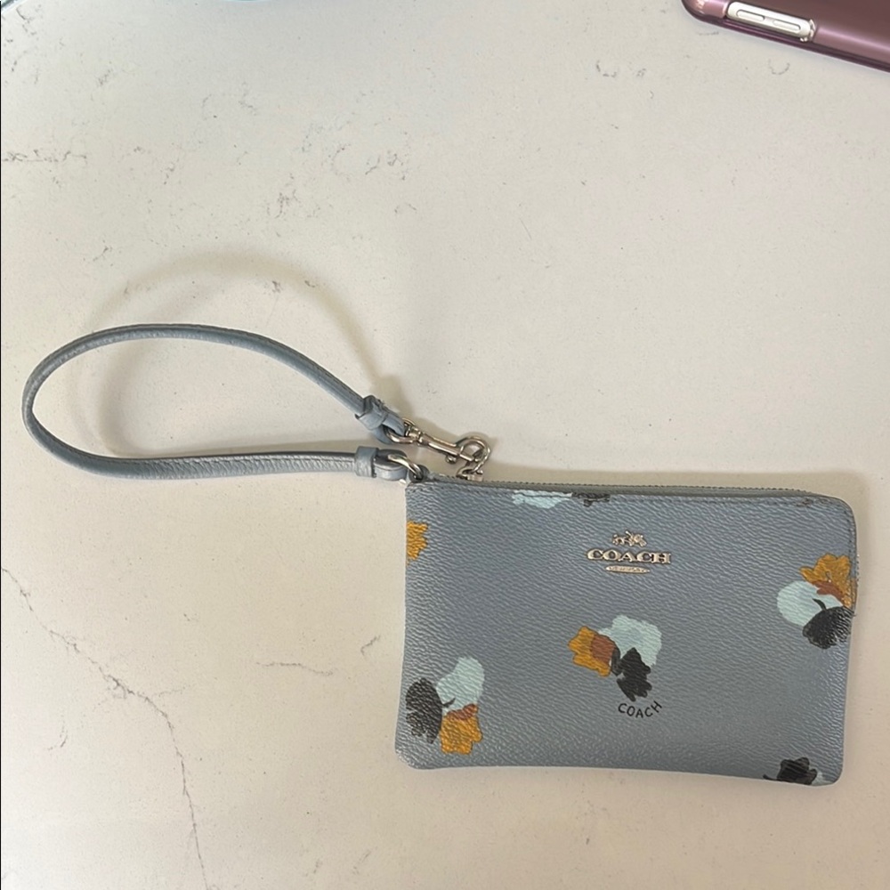 Coach Gray Wristlet with Floral Design
